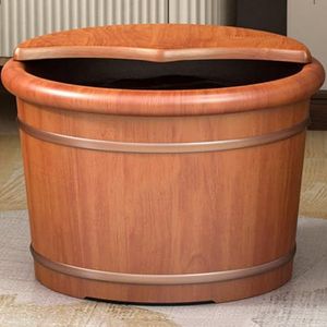 PA-DABAOO Houten Voetbad, Voetbad, Thuisvoetbad, Verdikte Voet Ontspanspa -Emmer Set, Geschikt Voor Wassen, Weken, Massage, Sauna Voet Bad Spa Foot Care,25cm