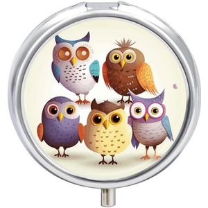 Pillendoosje Reizen Pil Organizer Uilen Vogels Gedrukt Leuke Pillendoos Handige Pillendoos Geschikt om in zakken en zakken te worden geplaatst