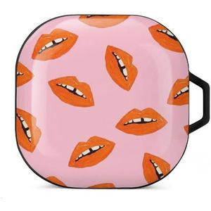Oranje sexy lippen oordopjes hoesje compatibel met Samsung hard shell beschermhoes zwart-stijl