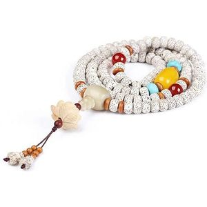 Kralenarmband, Mala gebedskralen elastische armband, 108 kralen armband Tibetaanse boeddhistische ster maan bodhi met lotus/boeddha hanger hout mala gebed kralen ketting (kleur: B, maat: 7 * 9 mm) (kl
