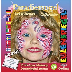 Eulenspiegel 204108 - motiefset paradijsvogel, 3 kleuren, 1 glitter, 1 kwast, 1 handleiding (mogelijk niet beschikbaar in het Nederlands), voor ca. 30 maskers, carnaval, themafeest