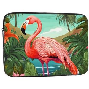 Laptophoes voor vrouwen, tropische flamingo-print, slanke laptophoes, hoes, notebookhoes, schokbestendig, beschermend notebookhoesje 15 inch