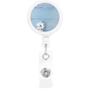Bloemen Lichtblauw Hout Intrekbare Badge Houders Verpleegkundige Badge Reel Intrekbare Leuke Intrekbare Id Badge Houder voor Office Arts