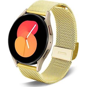 DEALELE Band Compatibel met Samsung Galaxy Watch 5/5 Pro / 4/4 Classic/Galaxy 3 41mm / Active 2, 20mm Roestvrij Staal Metaal Mesh Vervanging Armband voor Huawei GT2 42mm / GT3 42mm, Goud