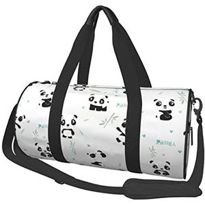 Panda Bamboe Reizen Duffel Bag Gym Tote Bag Lichtgewicht Bagage Tas voor Weekender Sport Vakantie, Zwart, Eén maat