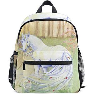 White Horse Draw Toddler Preschool Backpack Bookbag Mini Shoulder Bag schooltas voor Pre-K 1-6 jaar reizen jongens meisjes