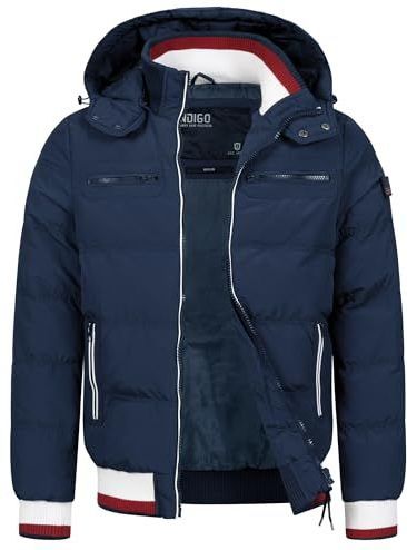 INDICODE JEANS Winterjas 'Marlon'  navy / vuurrood / natuurwit