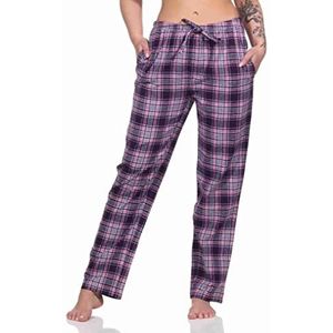 NORMANN-Wäschefabrik Dames flanellen pyjama broek geruit katoen - ideaal om te ontspannen - 202 222 15 602, kleur: bessen, maat: 40-42, bes