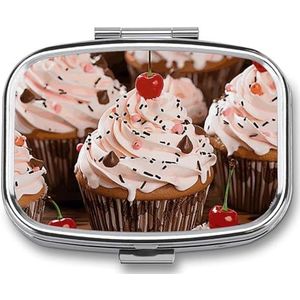 EHBO-kit - Ockable Medicatie Opbergdoos, Cupcake en Muffin Bedrukte Leuke en Lichtgewicht Pillendoos Huishoudelijke Dagelijkse Medicijnkast, Cupcake en Muffin, 2.2*1.6*0.6