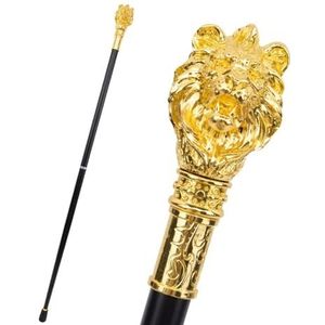 Gouden Leeuwenkop Mode Wandelstok Verwijderbare Tweedelige Antislip Stok voor Senioren Wandelen of Feestdecoratie 37 In