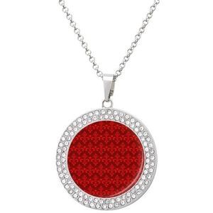 Rode Fleur-de-lis Patroon Hanger Ketting Voor Vrouwen Mode-sieraden Custom Verjaardag Kerst Valentijnsdag Gift Zilver-stijl