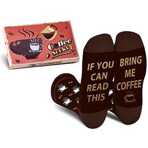 AGRIMONY If You Can Read This Bring Me Something - Grappige nieuwigheid sokken voor mannen vrouwen tiener - cadeaus voor Kerstmis, verjaardag, Pasen, Valentijnsdag, Vaderdag, KC-Koffie-Set-M1-Eng,