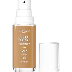 L'Oréal Paris True Match Super-Blendable Foundation, medium dekking, vloeibare foundation, make-up met SPF 17, W7, Medium Deep, 1 fl oz