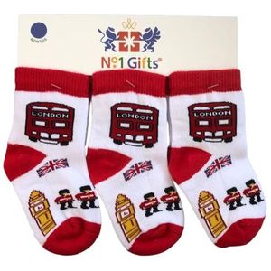 No.1 Gifts Naadloze London Union Jack Big Ben Guard Baby pasgeboren baby sokken 0-36 maanden (3 paar) (0-12 maanden)