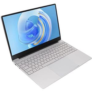 Zilver Laptop, Laptop Computer 5G WiFi Vingerafdruklezer 2.0GHz CPU 100‑240V voor Game (EU-stekker)