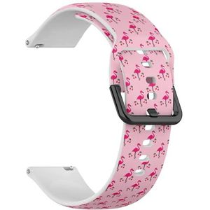 Compatibel met Garmin Vivoactive 5, Vivoactive 3/3 Music, Approach S12 / S40 / S42 (roze flamingo's 2) 20 mm zachte siliconen sportband armband armband, Siliconen, Geen edelsteen