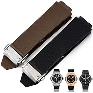 Kijk armband geschikt for Hublot Big Bang Classic Fusion Vouwen gesp siliconen rubberen horlogeband horloge accessoires horlogeband ketting (Color : Brown-RoseGold Clasp, Size : 22mm)