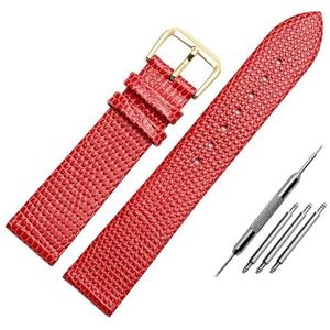 YingYou Hagedis Patroon Lederen Horlogeband 10 12 14 16mm 18 20mm Horloge Eenvoudige Stijlvolle Horloges Band(Color:Red gold buckle,Size:12mm)