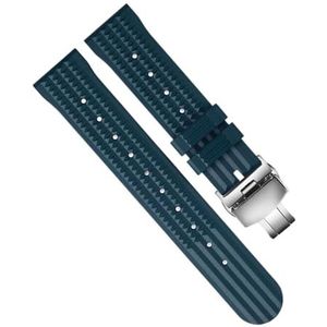 INSTR Siliconen horlogeband voor S-eiko 007 gear S2 S3 voor Hua wei watch2 pro polsband Sport Duikhorloge Band Pols riem (Color : Blue folding silver, Size : 20mm)