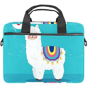 Mooie Cartoon Alpaca Laptop Schouder Messenger Bag Crossbody Aktetas Messenger Sleeve voor 13 13.3 14.5 Inch Laptop Tablet Beschermen Tote Tas Case, Meerkleurig, 11x14.5x1.2in /28x36.8x3 cm