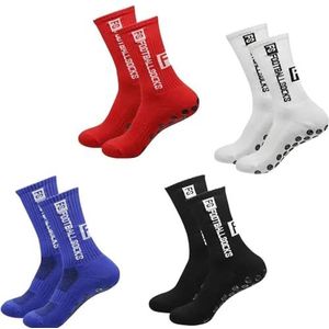 YUNYU Voetbalsokken met antislipgrip, 4 paar, uniseks, ideaal voor voetbaltraining, wedstrijden en multisportprestaties voor dames en heren