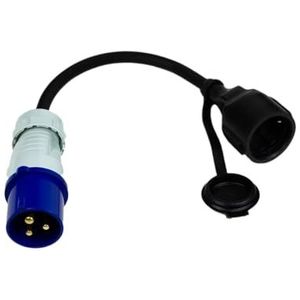 CEE kabeladapter, stekker op geaarde koppeling IP44, elektrisch, spatwaterdicht, H07RN-F 3G 1,5 / 16 A, voor camping, caravans, campers en meer