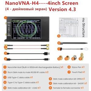 Spectrumanalysator, VNA-H4 Vector Netwerk Antenne Analyzer 4 ""Display 10KHz-1.5GHz MF HF VHF UHF Met SD-kaartsleuf Versie(VNA-H4)