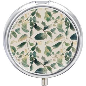 Draagbare Pillendoos Pil Case Salie Groene Eucalyptus Bladeren Reizen Pillendoos Kleine Pil Case Dagelijkse Pil Container Pil Organizer Pocket Geneeskunde Doos Leuke Pil Case