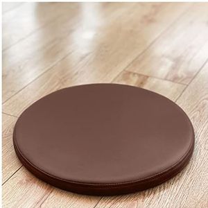 GPDNBIEU - Afneembaar Rond Leren Kussen - Bruin - Eetkamerstoelkussen - Antislip