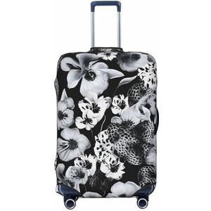 GFLFMXZW Bagagehoes voor reisbagage, zwart-wit bedrukte kofferhoezen voor bagage, modieuze kofferbeschermer, geschikt voor bagage van 18-32 inch, Zwart, Medium