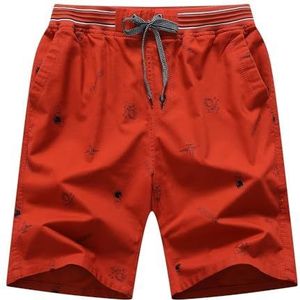 Bsrpolry Shorts Heren Zomers Running Shorts Casual Klassieke Shorts astronaut patroon Fit Stretch Elastische Taille Zakken Katoen Sneldrogende Training Shorts, #61 - oranje, L