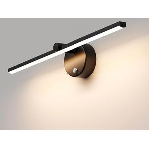 LANMOU Dimbare badkamerspiegellamp met schakelaar, modern, 300 graden draaibaar, badkamerspiegellamp, led, 4000 K, 41 cm, badkamerwandlamp voor kaptafel, kast, zwart