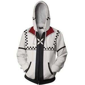 SZRXKJ Heren/Dames Capuchon Rits Kleur Patchwork Kingdom Hearts Serie Wit Cardigan Hoodies, wit, XL