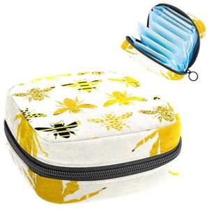 Opbergtas voor maandverband, menstruatiecup zakje, menstruatiezak, organizer voor vrouwelijke pads, tampons, naadloos patroon van hommels