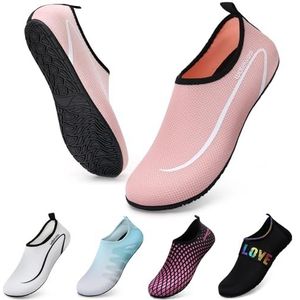 Kinderen Zwemmen Water Schoenen Voor Jongens Meisjes Peuters Baby Aqua Sokken Voor Kinderen Sneldrogend Zwembad Strand Barefoot Kinderen, Lijn Roze, 1/2 UK Child