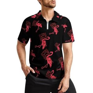 Leuke Zero Flocks Given Flamingo Heren Golf Polo Shirts Klassieke Fit Korte Mouw T-Shirt Gedrukt Casual Sportkleding Top 2XL