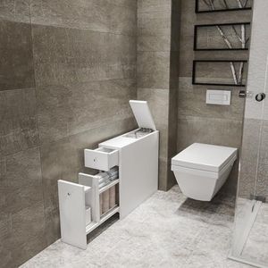 [en.casa] Badkamerkast Birkenes niskast toiletkast smalle badkamerkast multifunctionele kast voor badkamer, keuken 60x19x55 cm wit