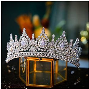 Strass Kroon Luxe Cubic Zirconia Crown Crystal Bridal Tiaras Crowns Queen Prinses Rhinestone Pageant Diadeem Hoofdband Bruiloft Haar Sieraden Koningin Kroon