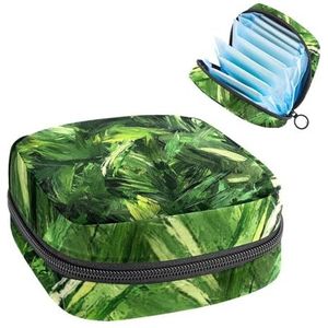 Opbergtas voor maandverband, kunstgroen veldprint, draagbare maandzak, inlegkruisjes, tampons, maandverband, opberghouder voor vrouwen, school, kantoor