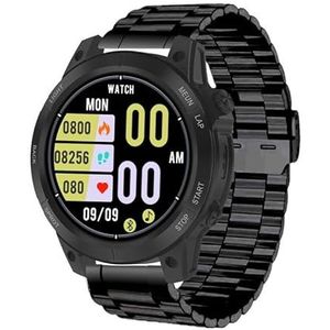 Militair smartwatch for heren met LED-zaklamp 1,62 inch IP67 waterdicht smartwatch Fitness Tracker GPS met hartslag-slaapmonitor Tactische smartwatch (Size : Black)