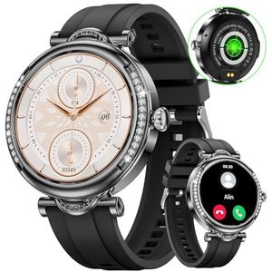 Slimme horloges voor vrouwen (beantwoorden/bellen) met diamanten, 1,27 inch HD Bluetooth smartwatch voor Android iOS telefoons compatibel, IP67 waterdichte fitness activiteitstracker met hartslag