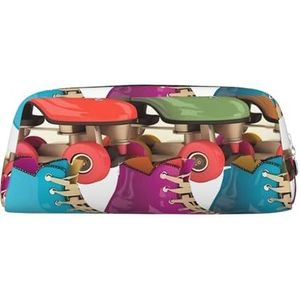 Retro Kleurrijke Rolschaatsen Gedrukt Lederen Etui Draagbare Reizen Make-up Tas Grote Capaciteit Toilettas Rits Opbergtas voor Vrouwen Meisjes, Zilver, Eén maat, Tas Organizer