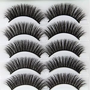 Valse wimpers, 5 paar, 3D-47, herbruikbare lange handgemaakte kunstwimpers voor oogmake-up (3D-47)