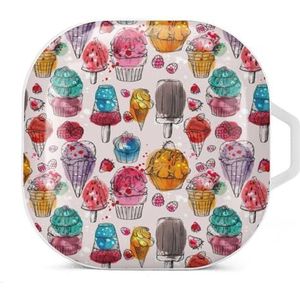 Yummy Kleurrijke Aquarel Oordopjes Hoesje Compatibel met Samsung Hard Shell Beschermhoes Wit-Stijl