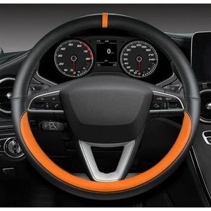 Handig en praktisch Auto-interieur Stuurhoes PU Lederen Auto-accessoires Voor Seat Voor Leon Voor Cupra R Voor Leon ST Voor Cupra (Color : Orange O shape)
