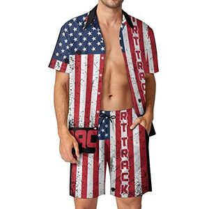 Dirttrack Racing Amerikaanse vlag Hawaiiaanse sets voor mannen button down korte mouw trainingspak strand outfits 3XL