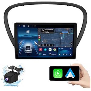 Android 14.0 2 Din Autoradio 9"" Touchscreen Auto Stereo voor Peugeot 607 2004-2010 met Draadloze Carplay Android Auto GPS navigatie AHD Omgekeerd beeld Stuurwielbediening(P1(1G+32G))