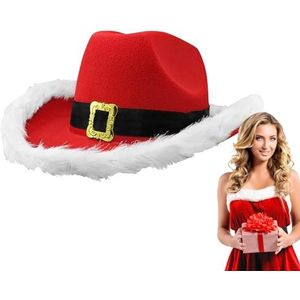 Kerstman kerstcowboyhoed - Veren cowboyhoed - Cosplay Prop, Cowboy-kostuumaccessoires, Santa-kostuumaccessoires voor Kerstmis Western Cowboy-kostuum Founcy