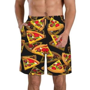 Americana Vlag Herten Print Heren Zwemmen Board Shorts Zwembroek Trunks Badmode Sneldrogend Surfen Strand Essentiële Zomer, Pizza 3d, XXL