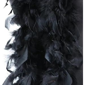 2Yards Pluizige Zwarte Veer Kalkoenboa 38-40g voor Ambachten Bruiloft Kerstdecoratie Sjaal/Sjaal Natuurlijke Pluimen-zwart-40g